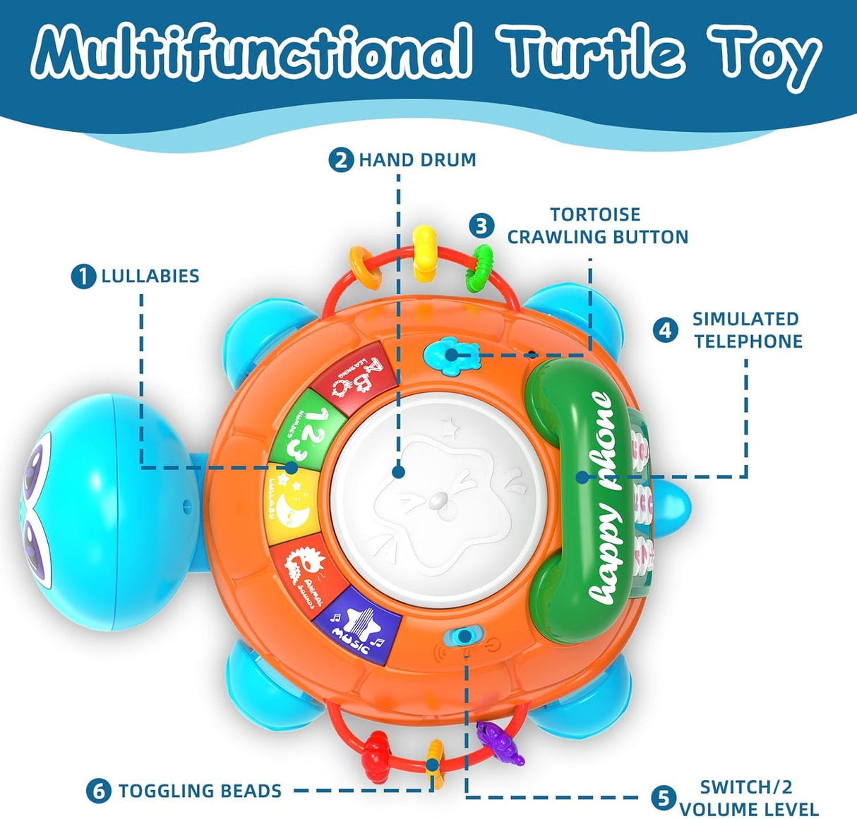 Juguete Musical Tortuga para Bebés - Ideal para 6-18 Meses
