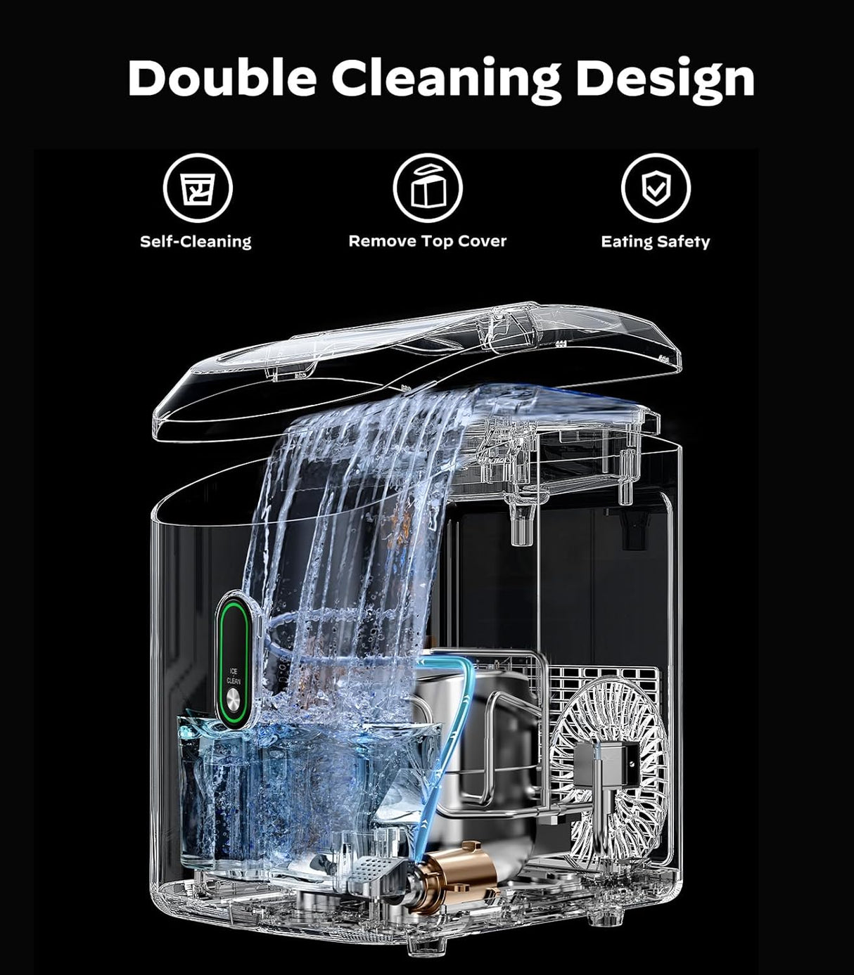 Máquina de Hielo Silonn, 33lbs, Auto-limpieza, Portátil