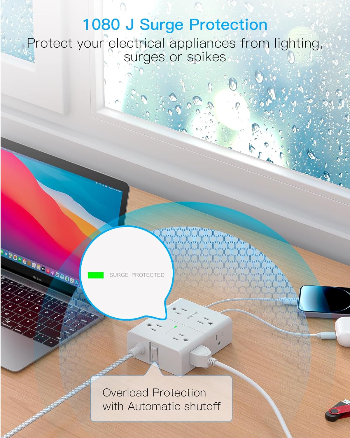 Cable protector de sobretensiones de 15 ft