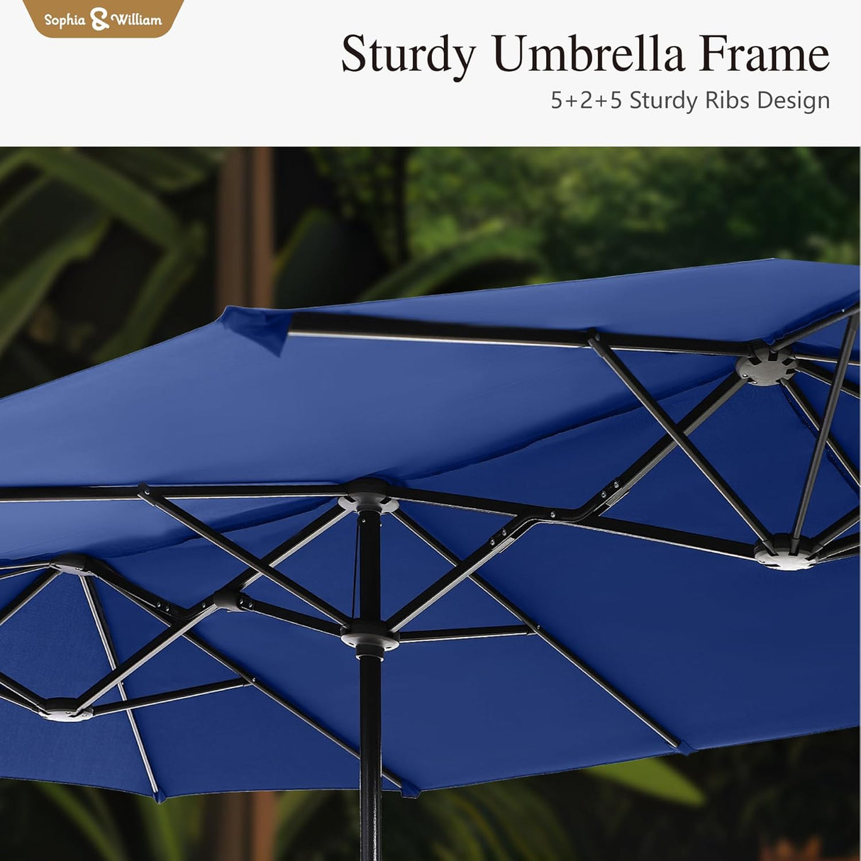 Sombrilla Doble Lado Sophia & William 13ft, Protección UV 99%