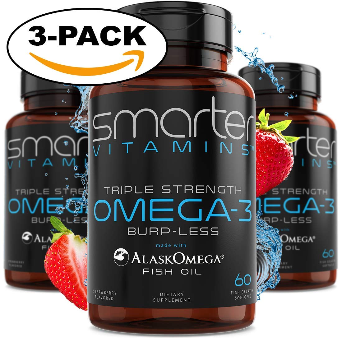 (Paquete de 3) Aceite de pescado Omega 3 sabor a fresa