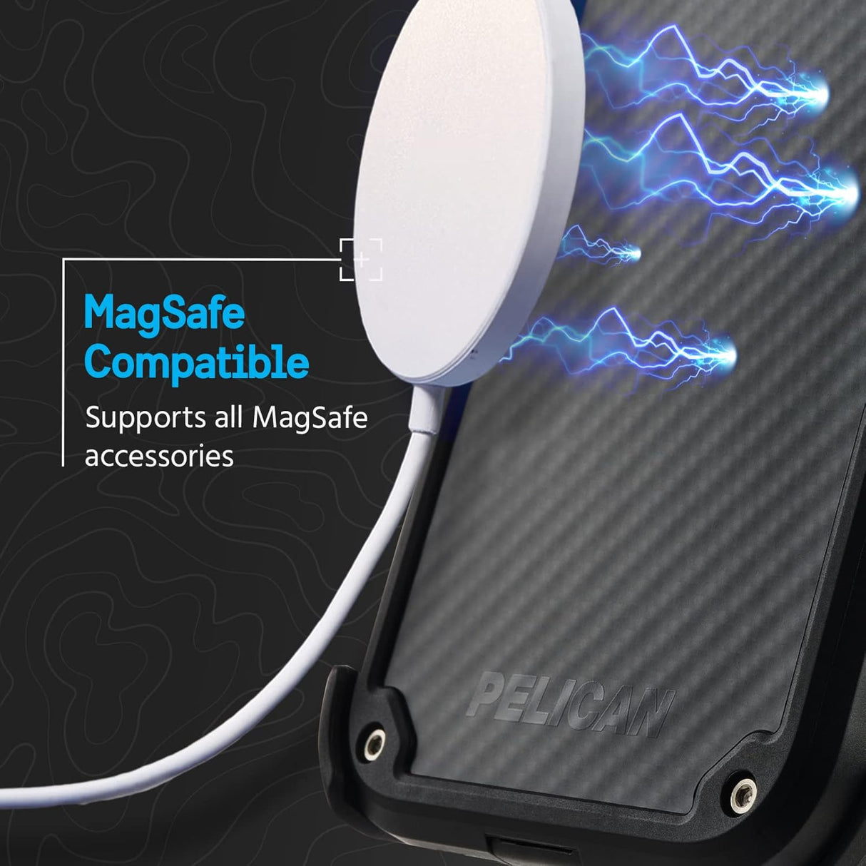 Pelican - Serie Shield - Funda Kevlar compatible con carga magnética resistente para Apple iPhone 14 - Incluye funda con clip para cinturón con protección contra caídas de 21 pies, color negro