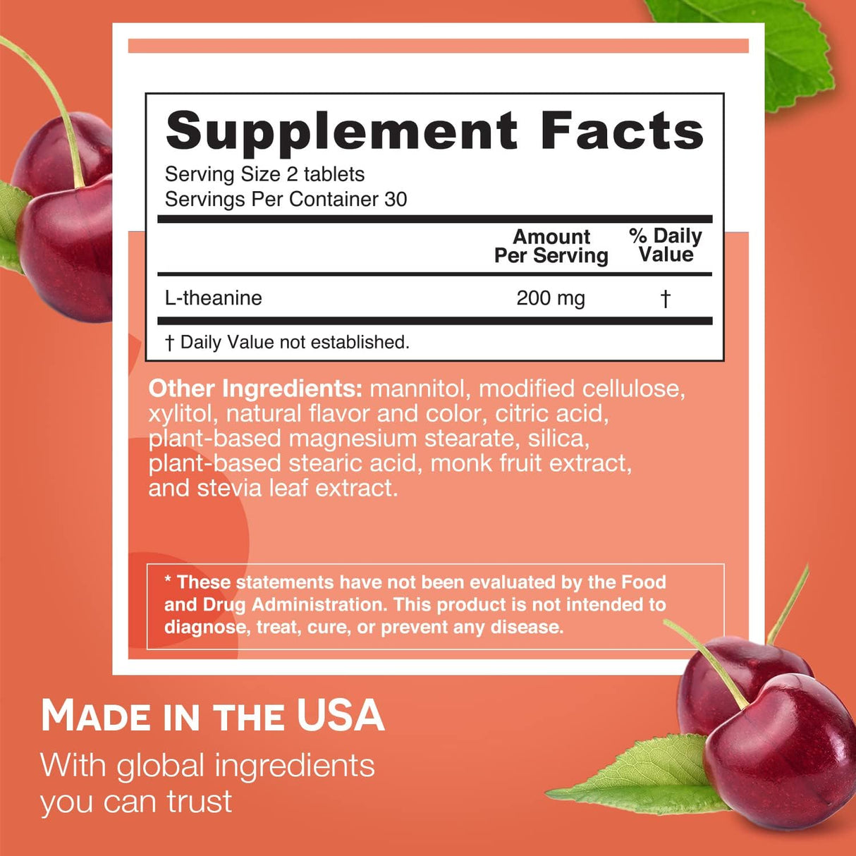 Vitaminas sublinguales veganas sin azúcar sabor a cereza