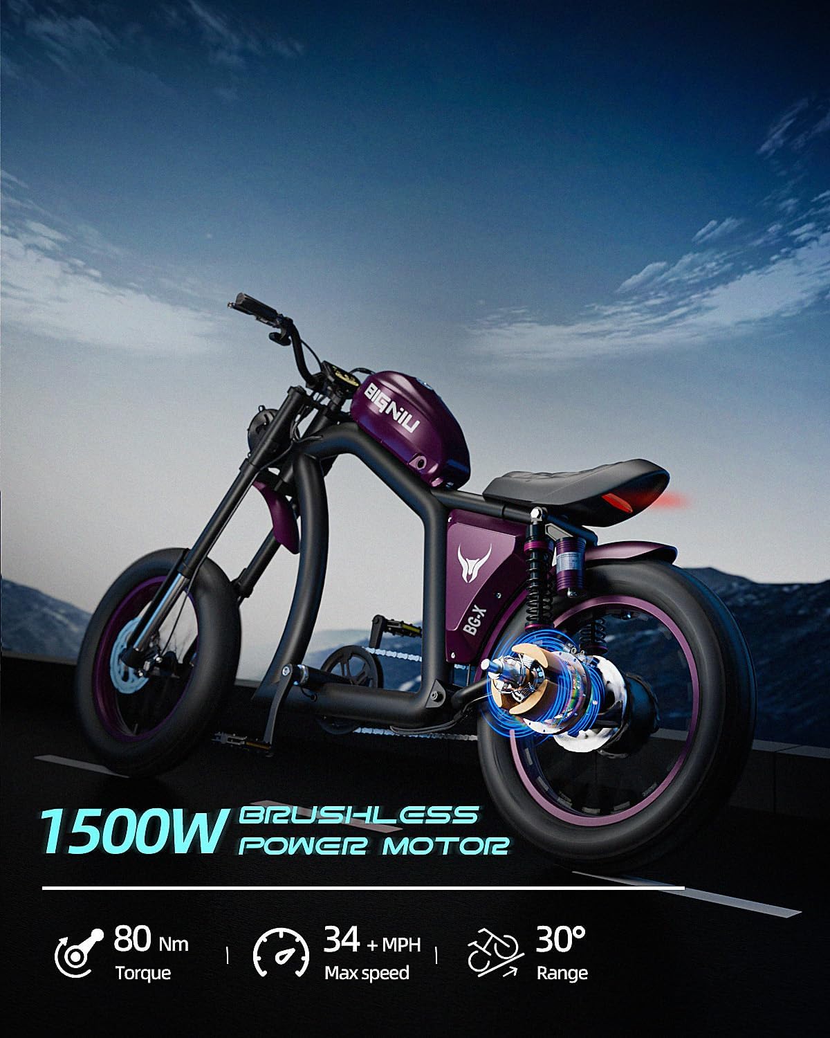 Bicicleta eléctrica BG-X 1500W, 48V, 31.5Ah, 40 millas