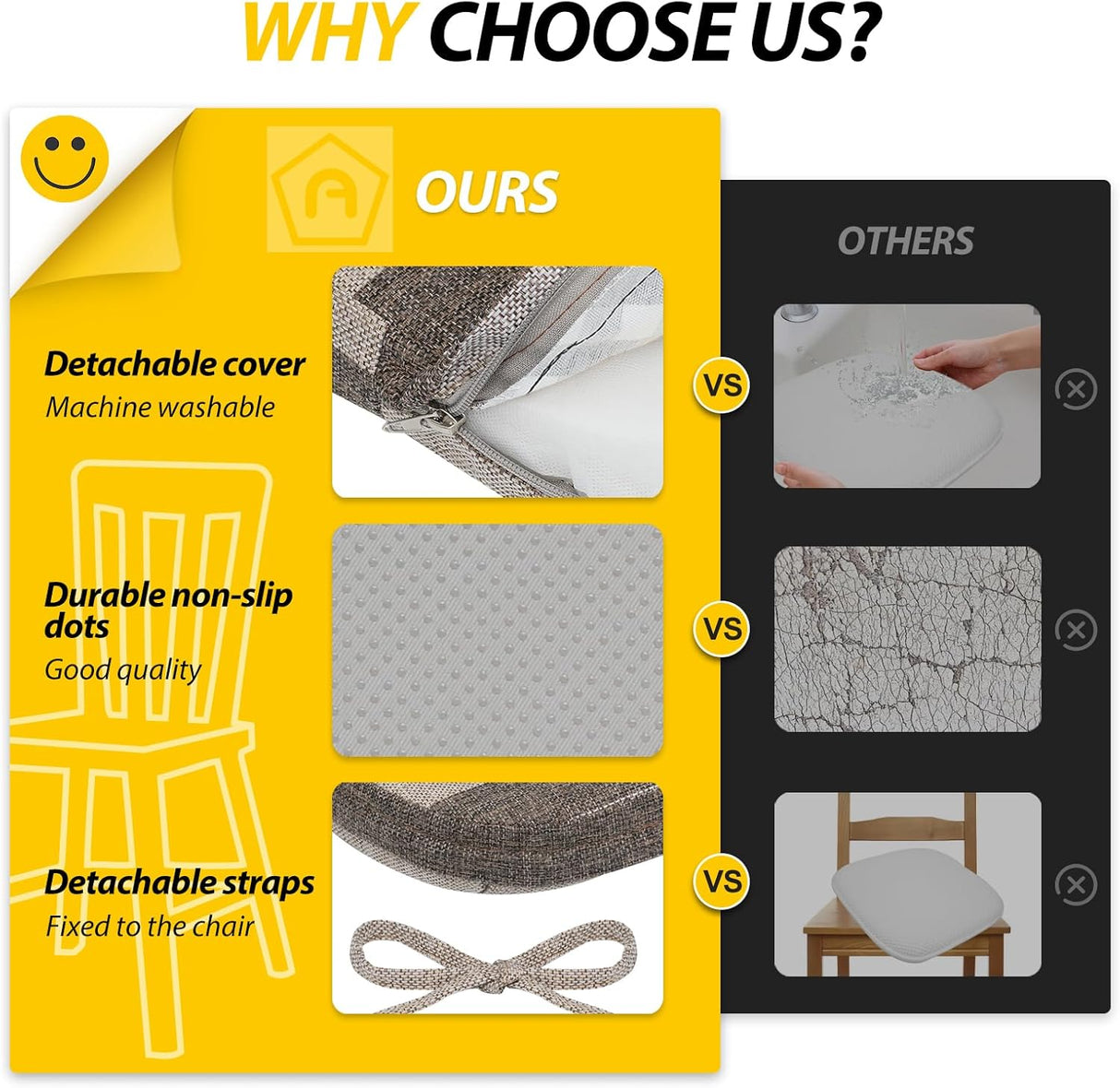 Cojines de Silla D de AAAAAcessories, 2'' Grueso, 4 Pack