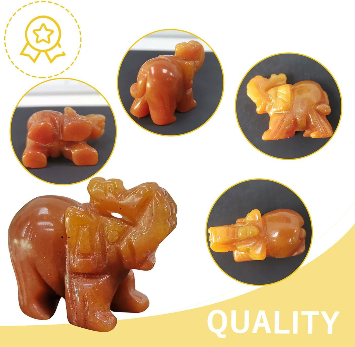 QINJIEJIE Cristales de aventurina roja decoración de elefant