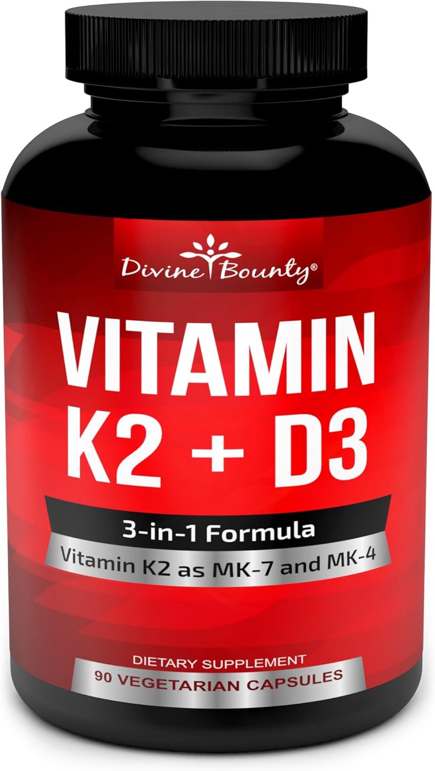 Suplemento de K2 y D3 - 90 cápsulas vegetarianas Non-GMO