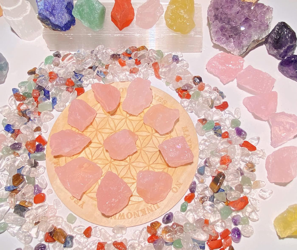 Cristales de Cuarzo Rosa Natural para Sanación y Decoración