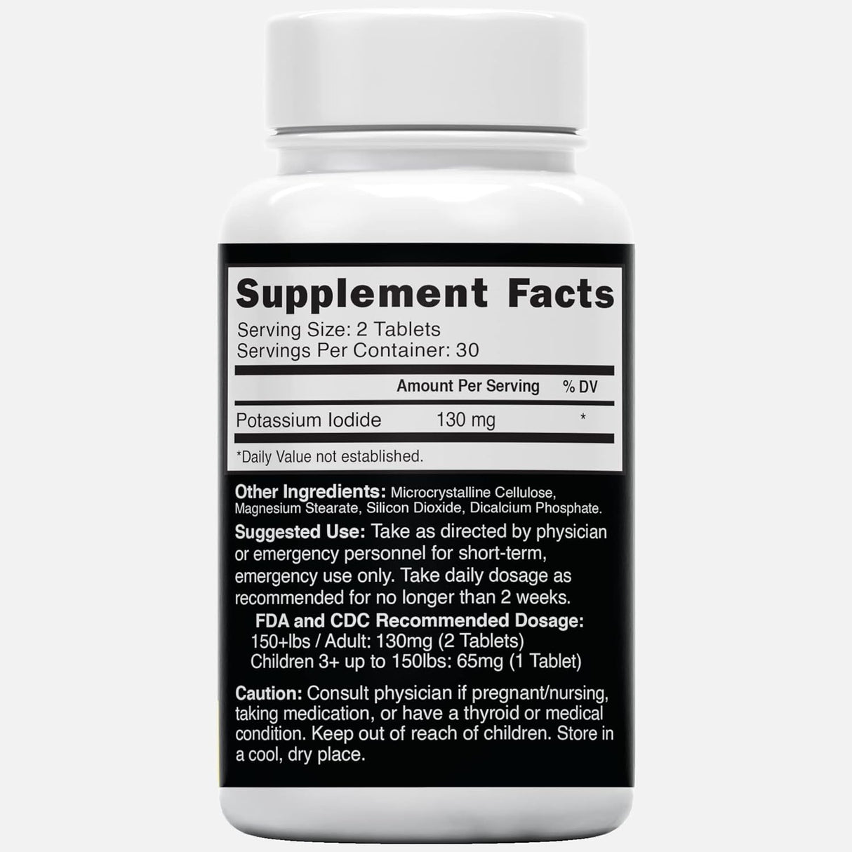 Suplementos de yoduro de potasio de 130 mg 60 comprimidos