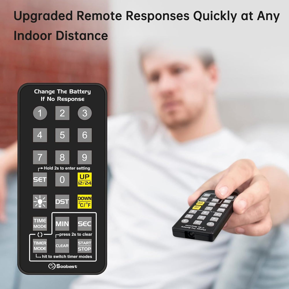 Reloj de Pared Digital Grande con Calendario y Alarma 12/24hr