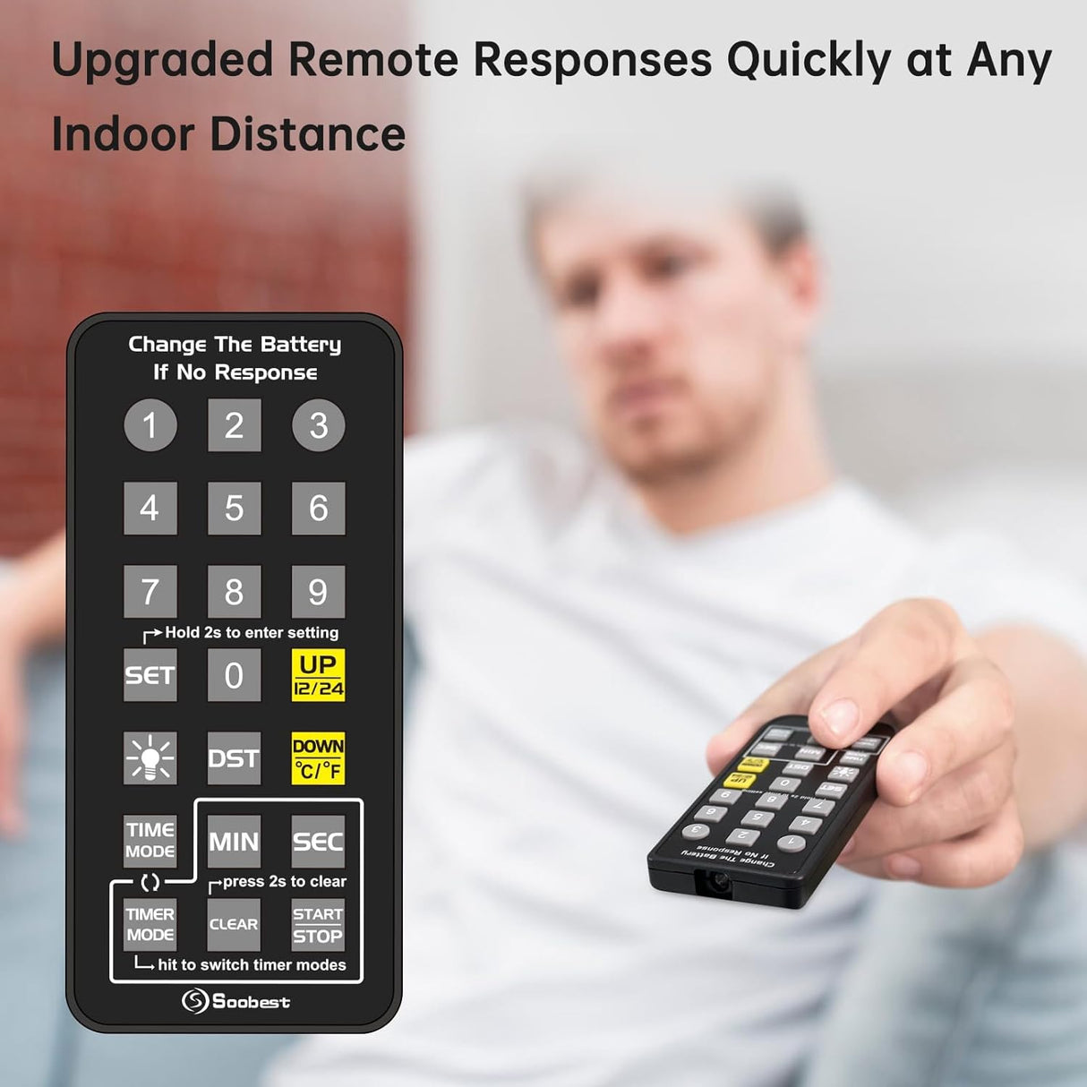 Reloj de Pared Digital Grande con Calendario y Alarma 12/24hr