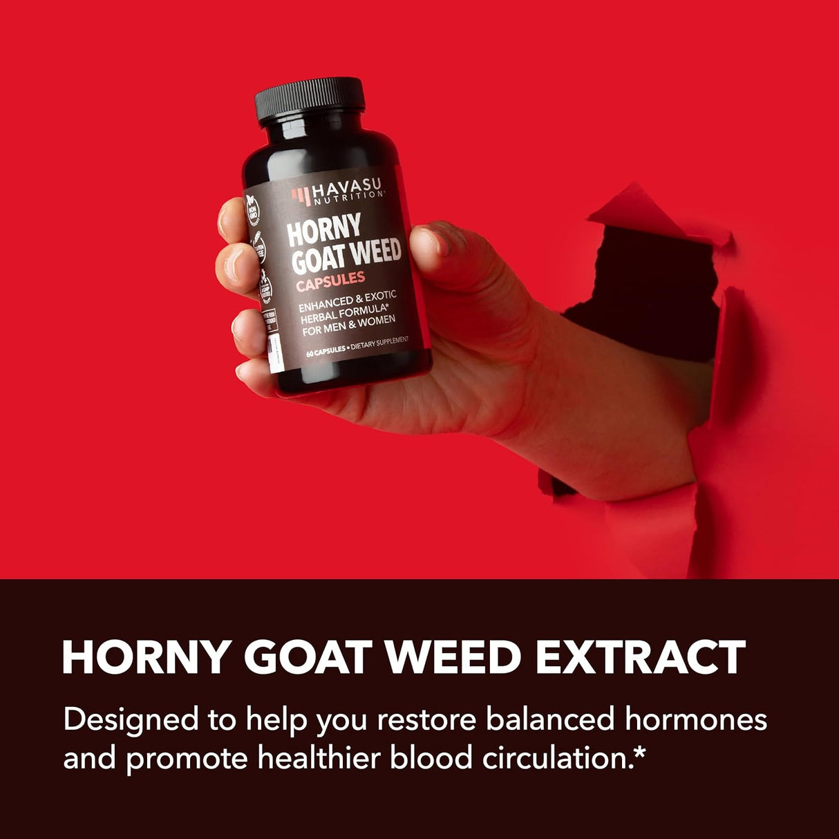 Suplemento Horny Goat Weed para él y ella con raíz de maca