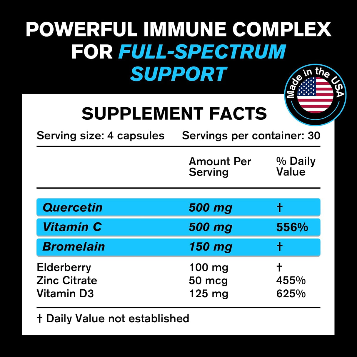 Suplemento de quercetina de 500 mg zinc de 500 mg vitamina C