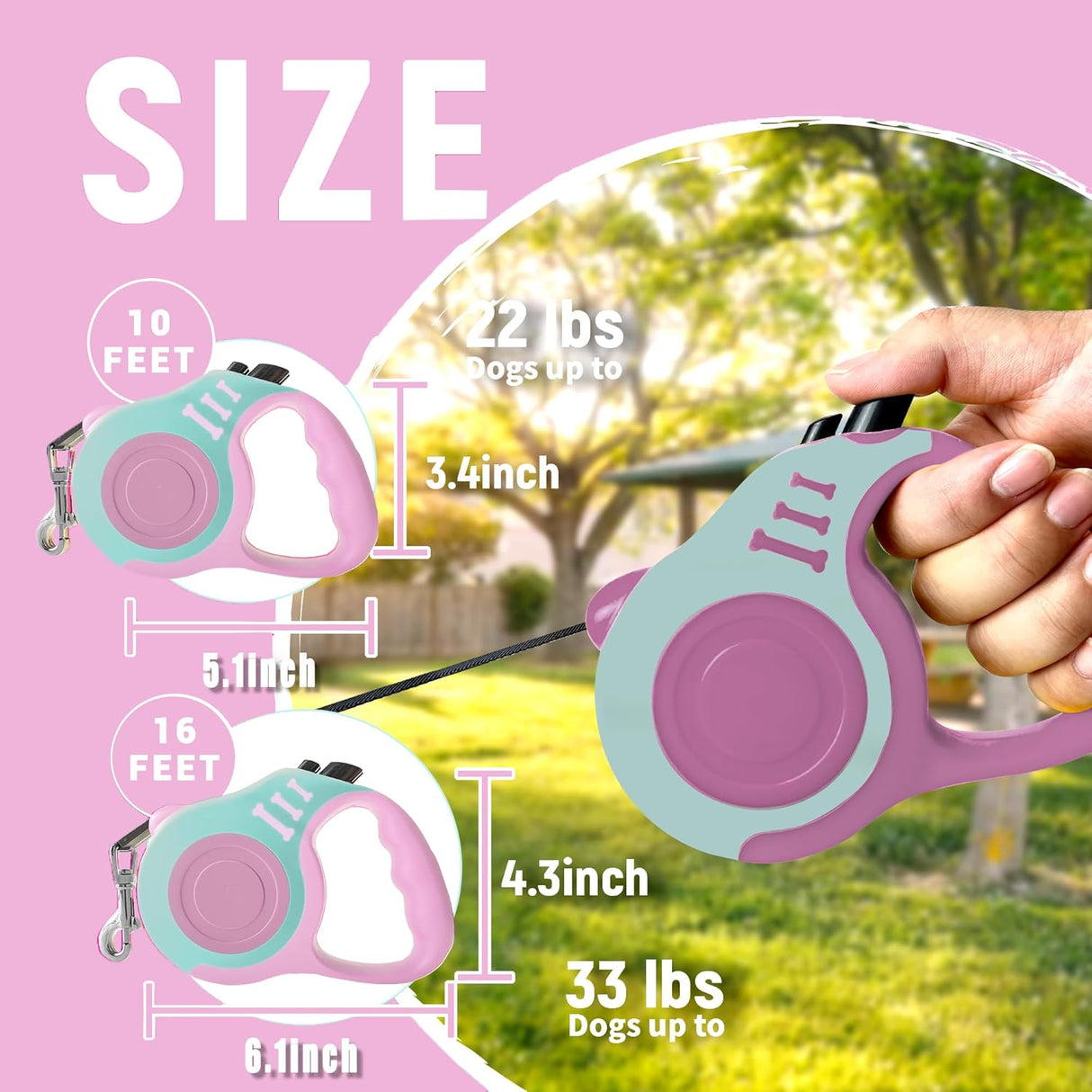 Correa Retráctil Automática para Perros Mango Antideslizante