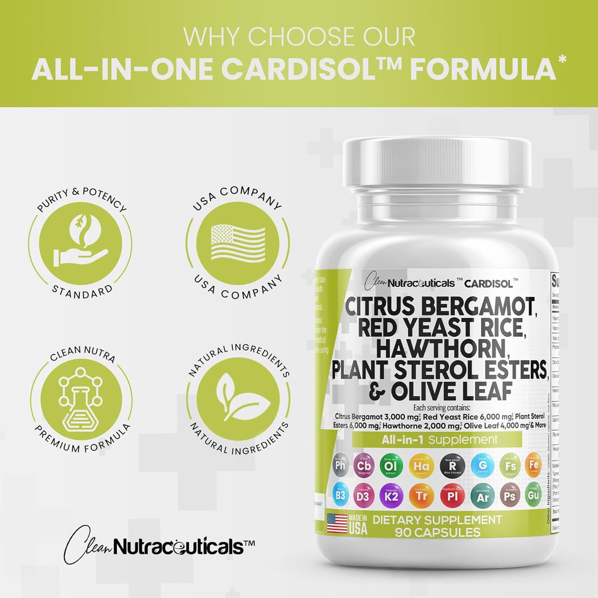 Suplemento Citrus Bergamota 3000mg Arroz de levadura roja