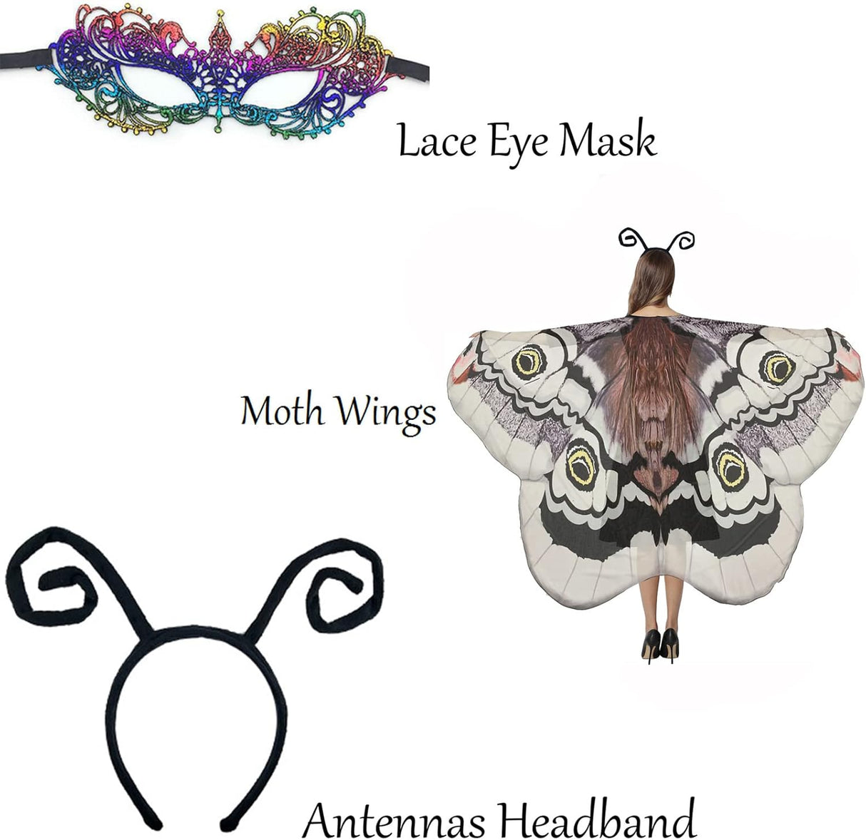 Disfraces de alas de mariposa para mujer negra talla única