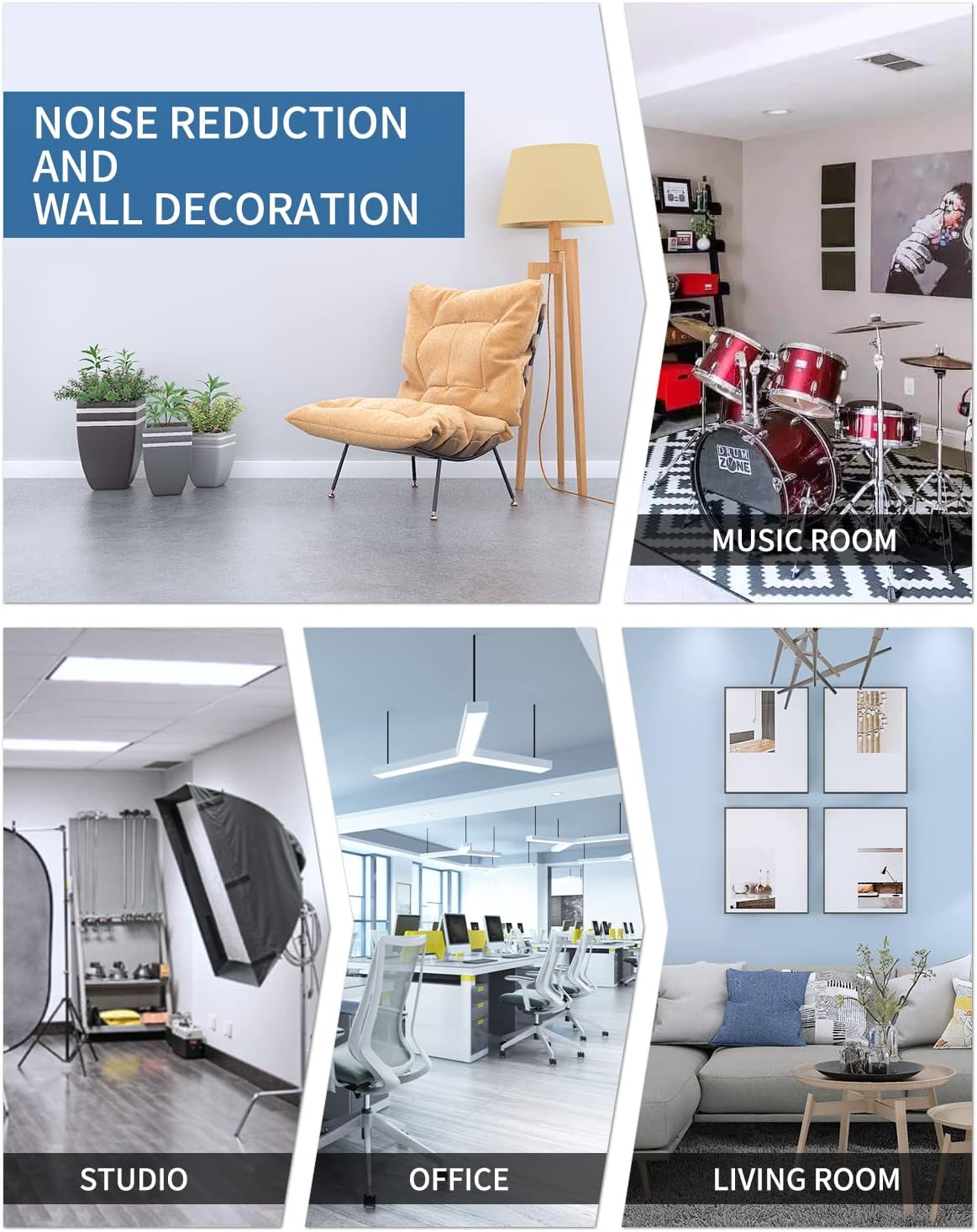 Paneles Acústicos Autoadhesivos 12 Pack 12x12 para Sonido