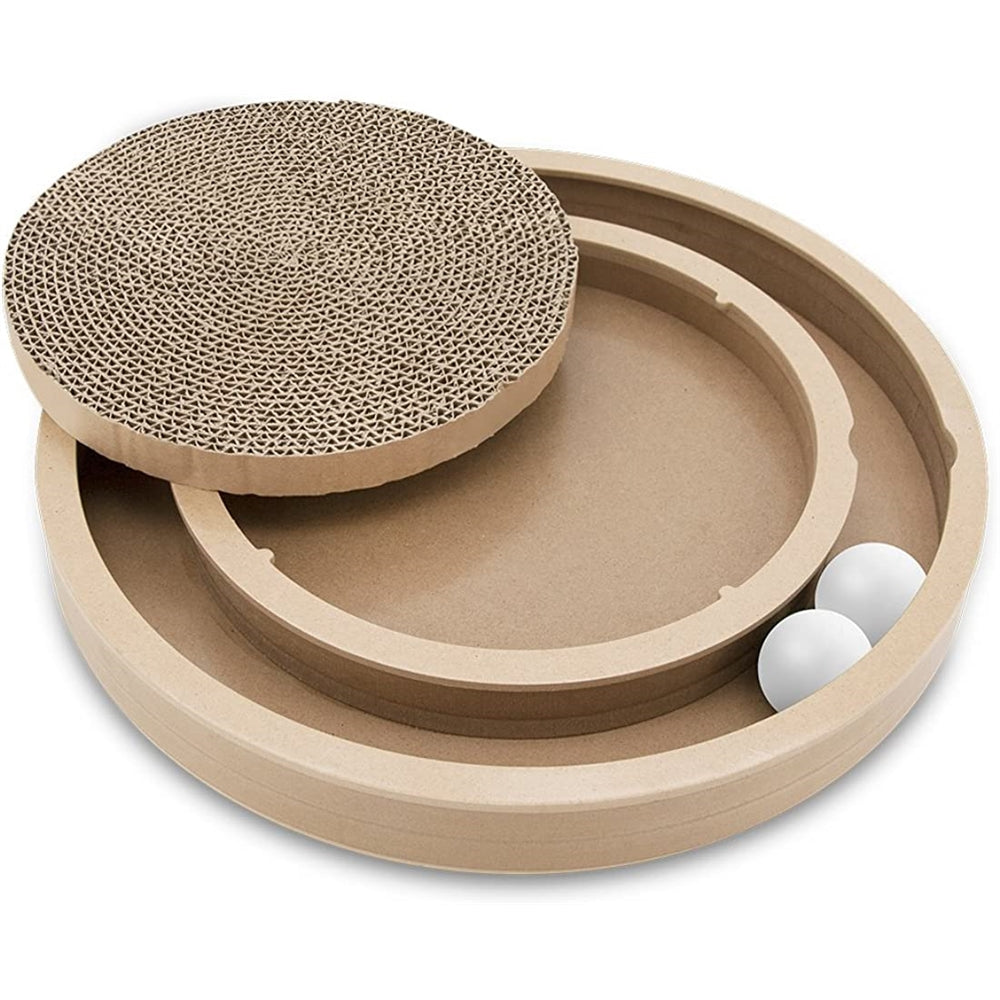 Rascador para gatos con bolas giratorias interactivas