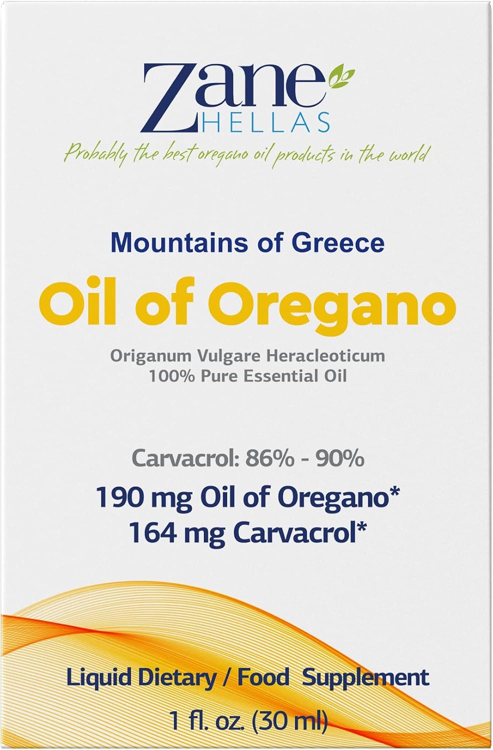 Aceite de Orégano Griego 190 mg, 86%-90% Carvacrol, 4 gotas diarias