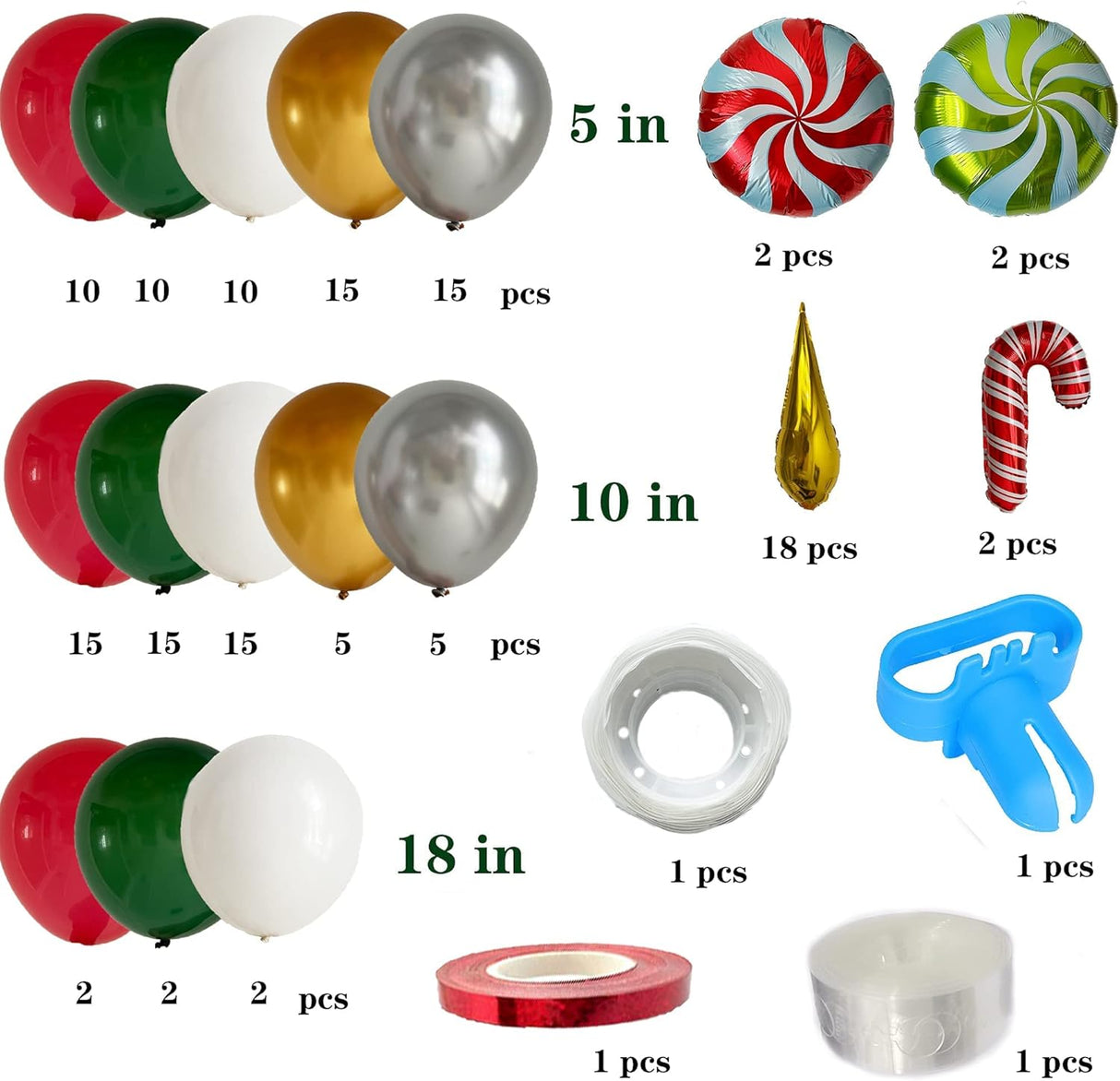 Kit de Guirnalda de Globos Navideños para Fiestas y Año Nuevo