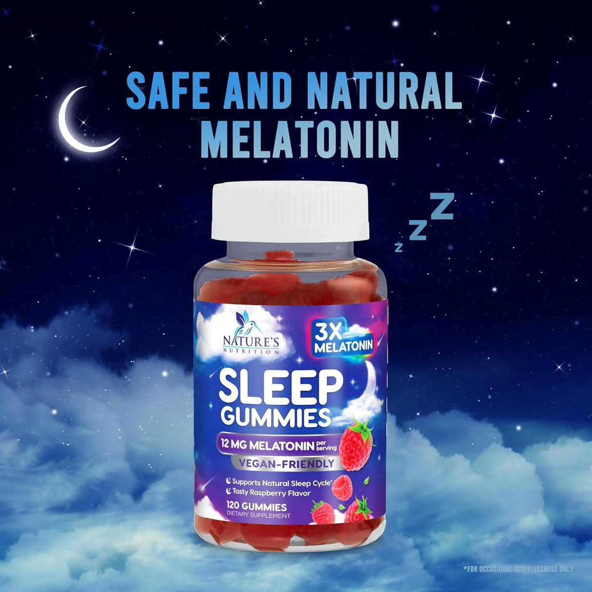 Gomitas para dormir extra fuerte para dormir, 12 mg natural