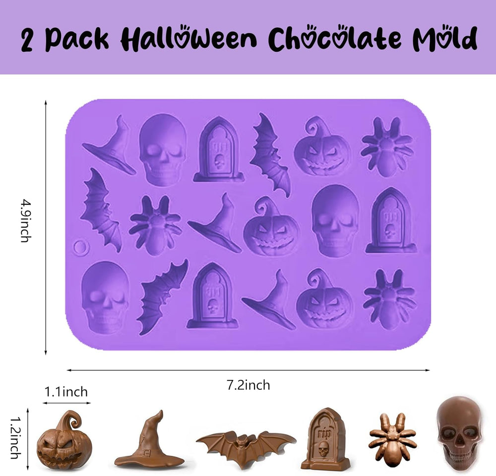 Molde de Silicona Halloween 2 Pack, 3D Calavera y Murciélago