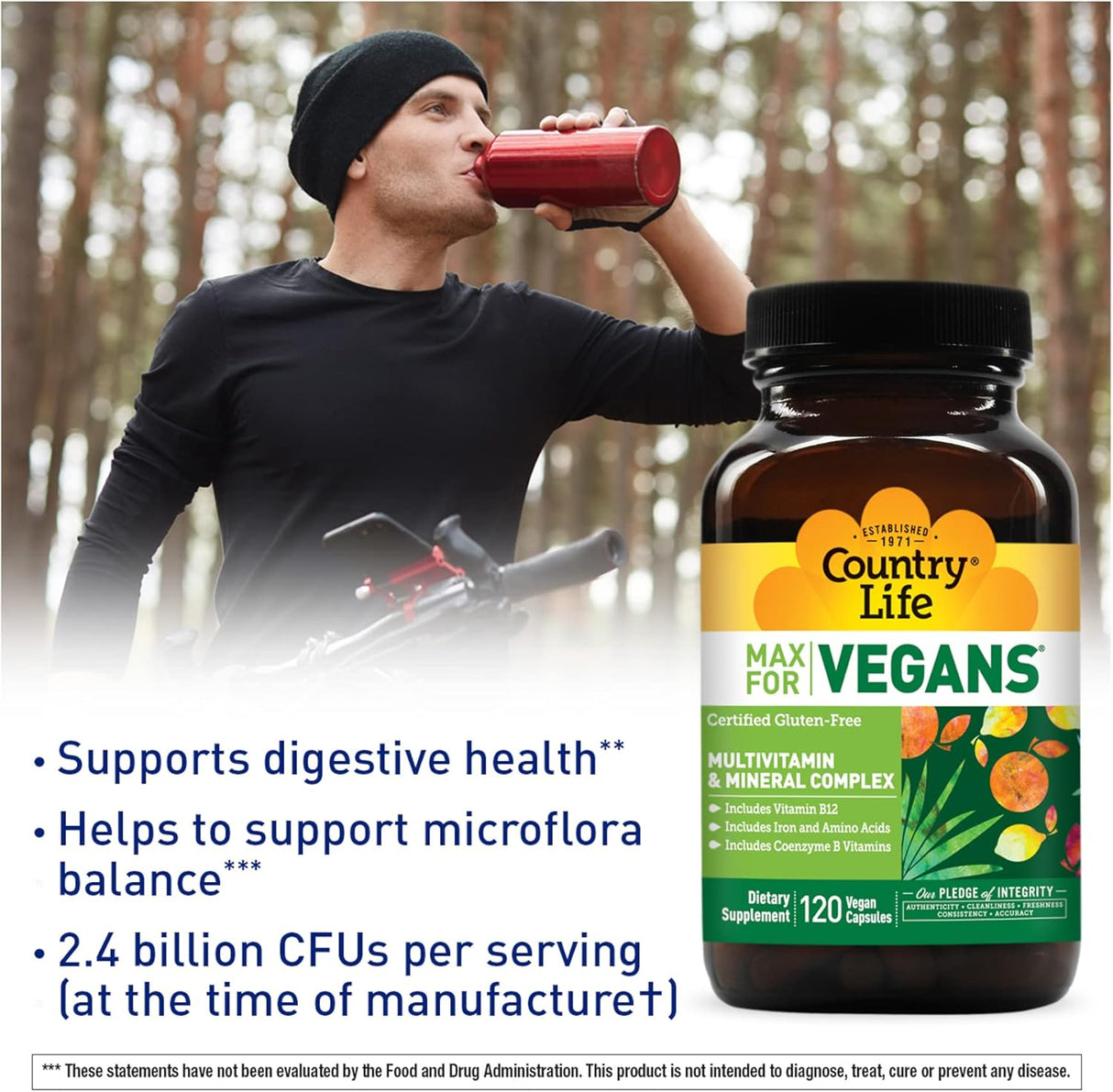 Suplemento Country Life MAX para veganos multivitamínico