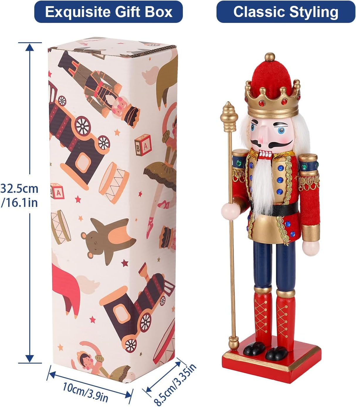 Adorno Navideño Nutcracker COMBIUBIU 11.2 pulgadas, Figuras de Madera