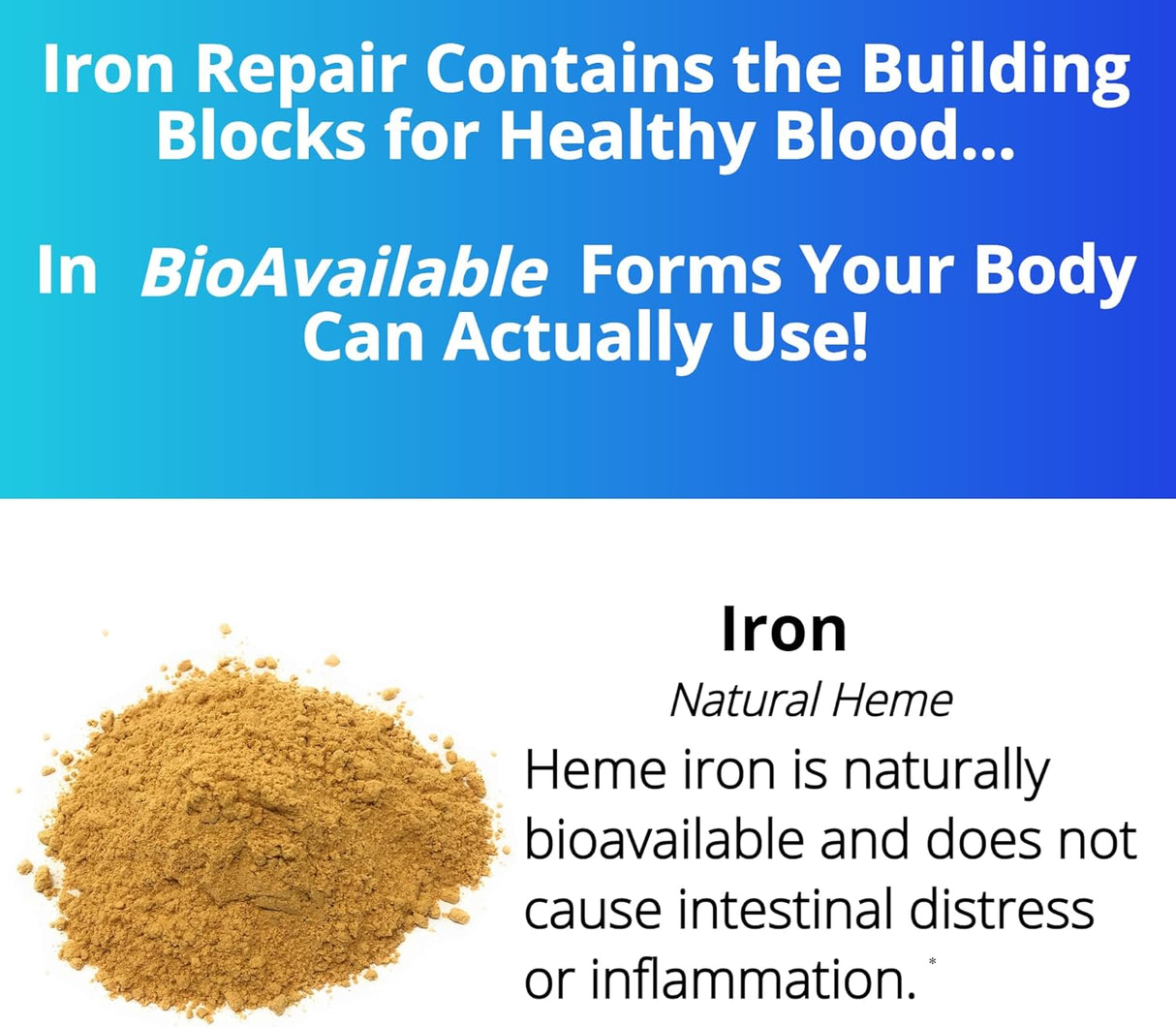 Suplemento de hierro heme eleva la hemoglobina y suave 90 un