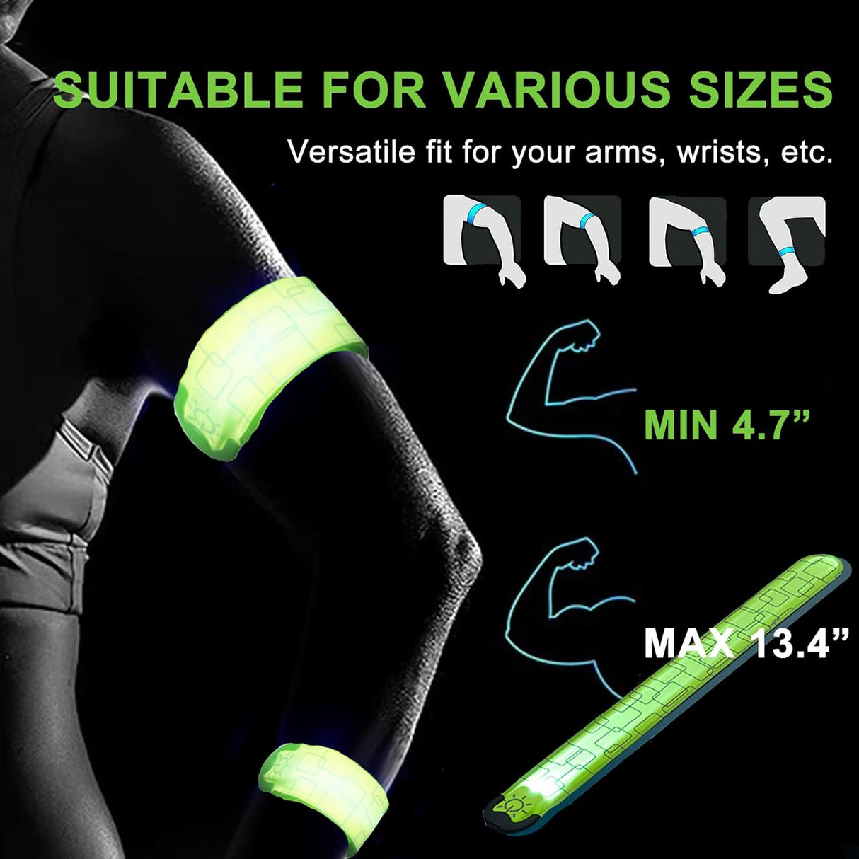 Brazalete LED Recargable USB para Correr y Ciclismo