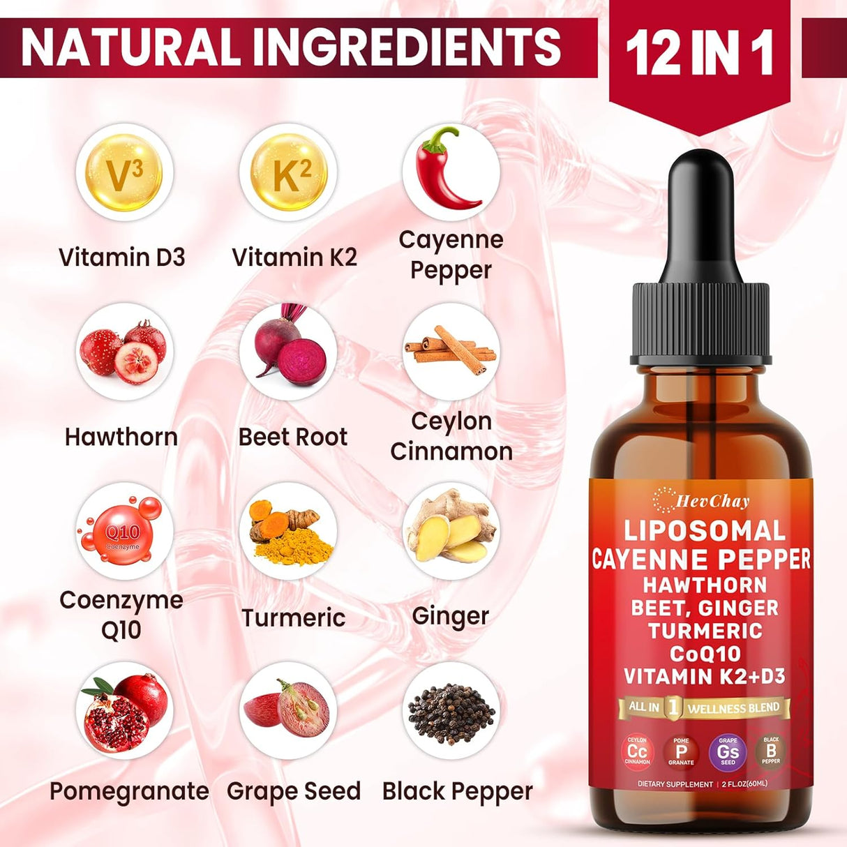 Suplemento líquido de cayena y herbolario, 2oz