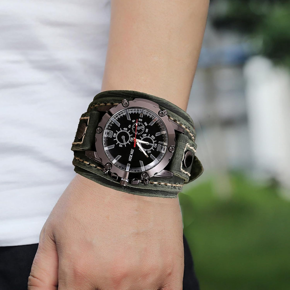 Reloj de cuero para hombre cosido a mano YingHwa