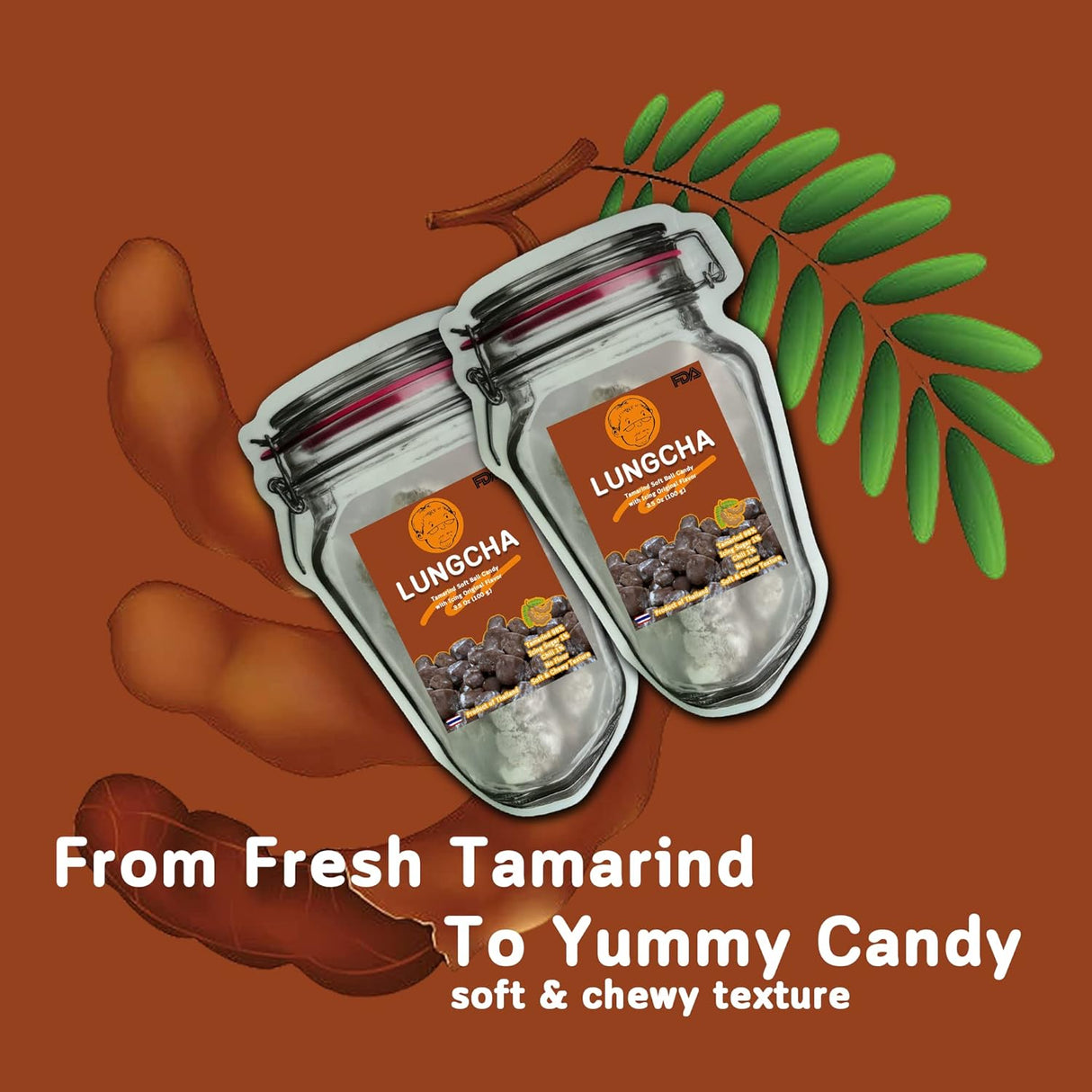 Caramelo Picante agridulce LUNGCHA, Tamarindo Tailandés 2x100g