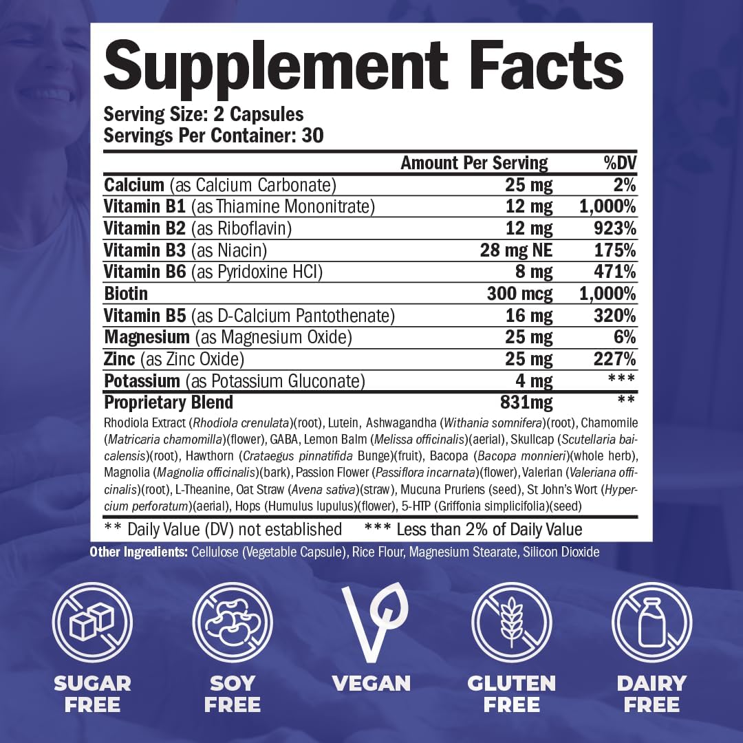 Suplemento Anti-Estrés con Mezcla de Hierbas y Vitaminas