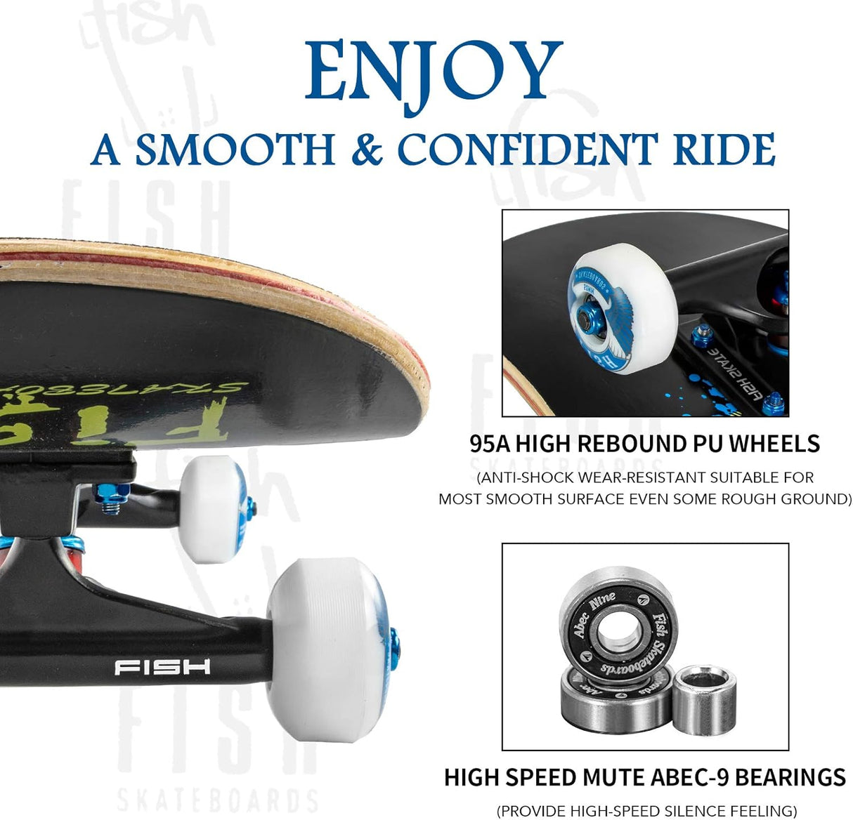 Skateboard Completo 31"x8", 7 Capas, Doble Kick, Cruiser