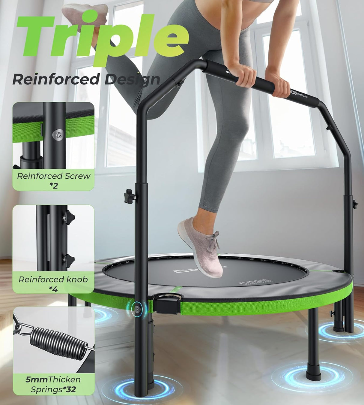 Trampolín Plegable BCAN 40/48 con Mango Ajustable 330lbs/440lbs