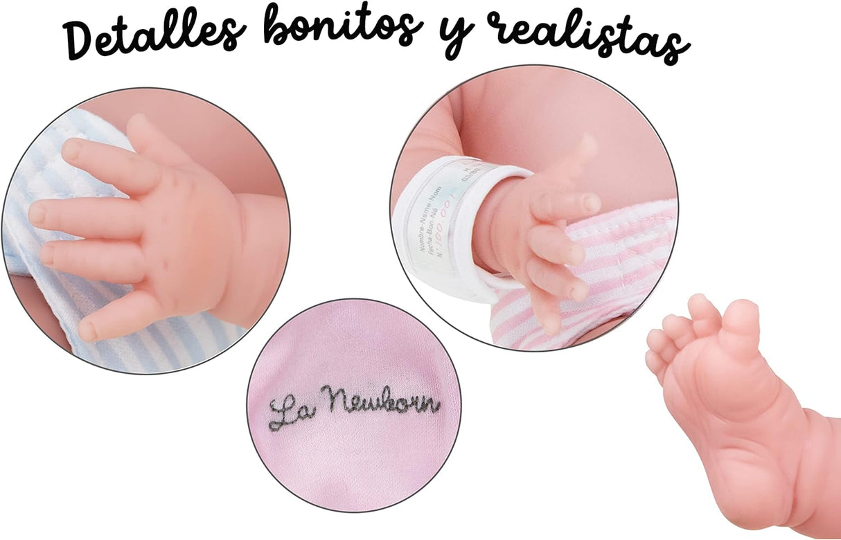 Muñeca Bebé Durmiendo de Vinilo Lavable 17" Modelo 17B