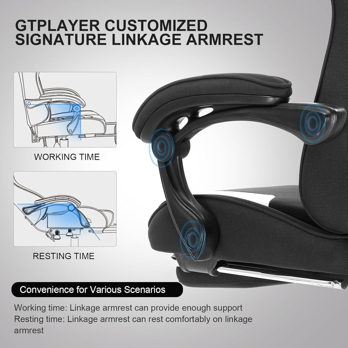Silla Gamer con reposapiés GT800A-GYWT-FA GTPLAYER