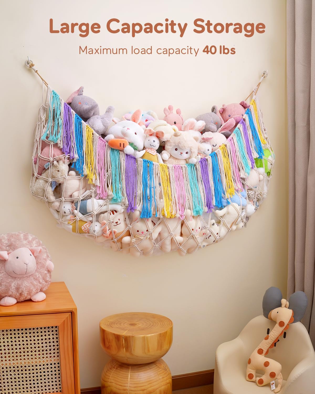 Hamaca de Peluches con Luces - Almacenaje Boho para Niños