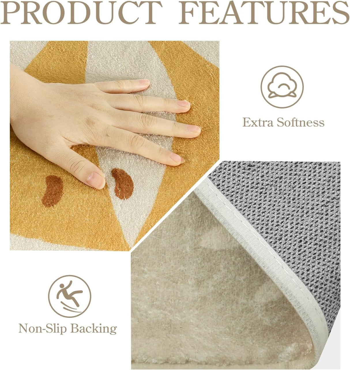 Alfombra bohemia lavable de 3 x 5 pies, Beige Lahome