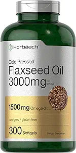 Cápsulas de aceite de linaza 3000mg Horbäach, Omega 3 6 9