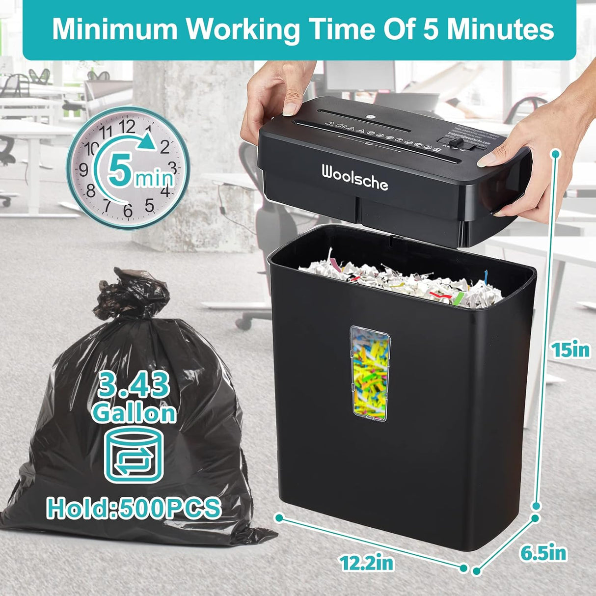 Woolsche Trituradora de Papel 10 Hojas Corte Cruzado P-4