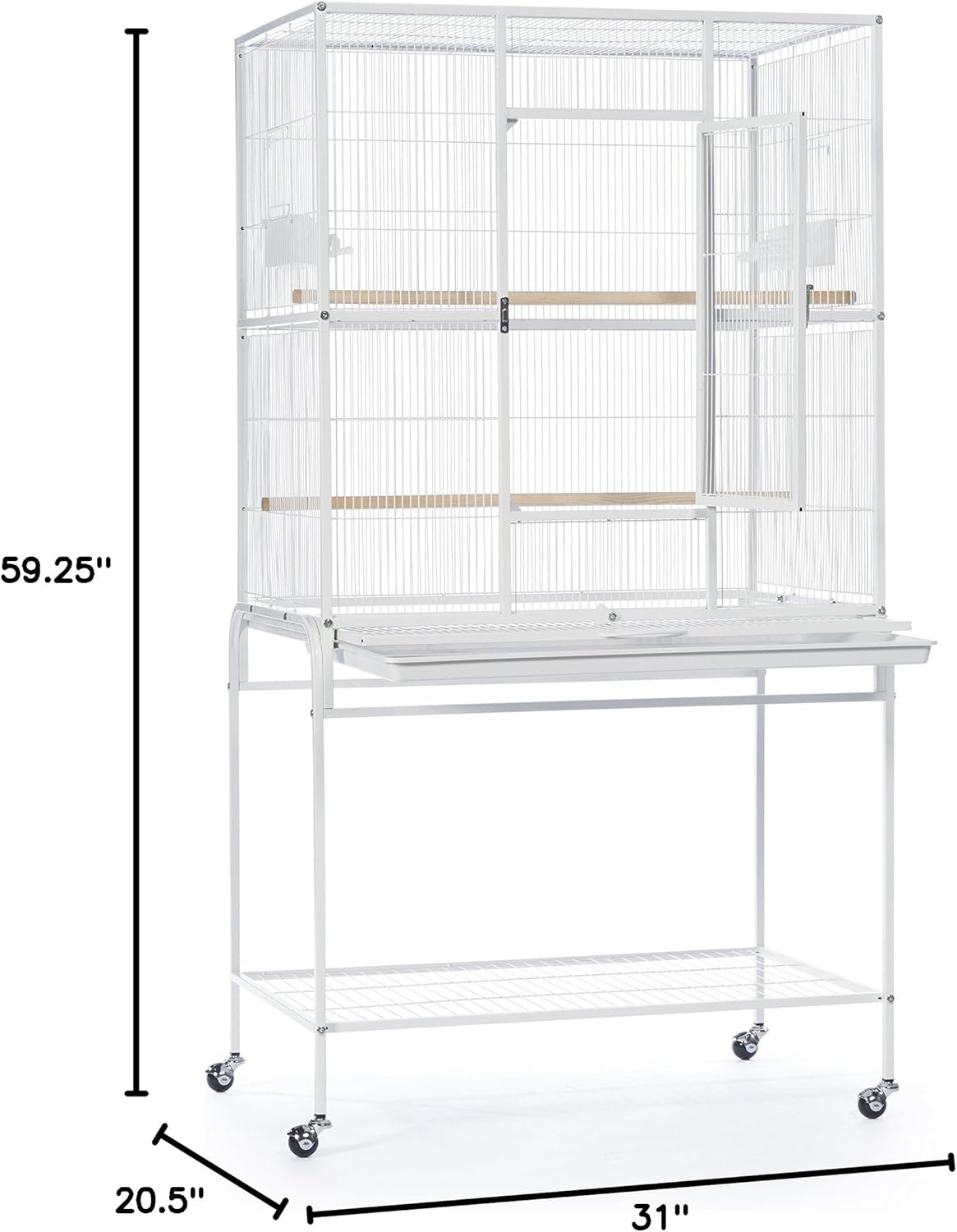 Jaula de vuelo de hierro forjado con soporte tiza blanca