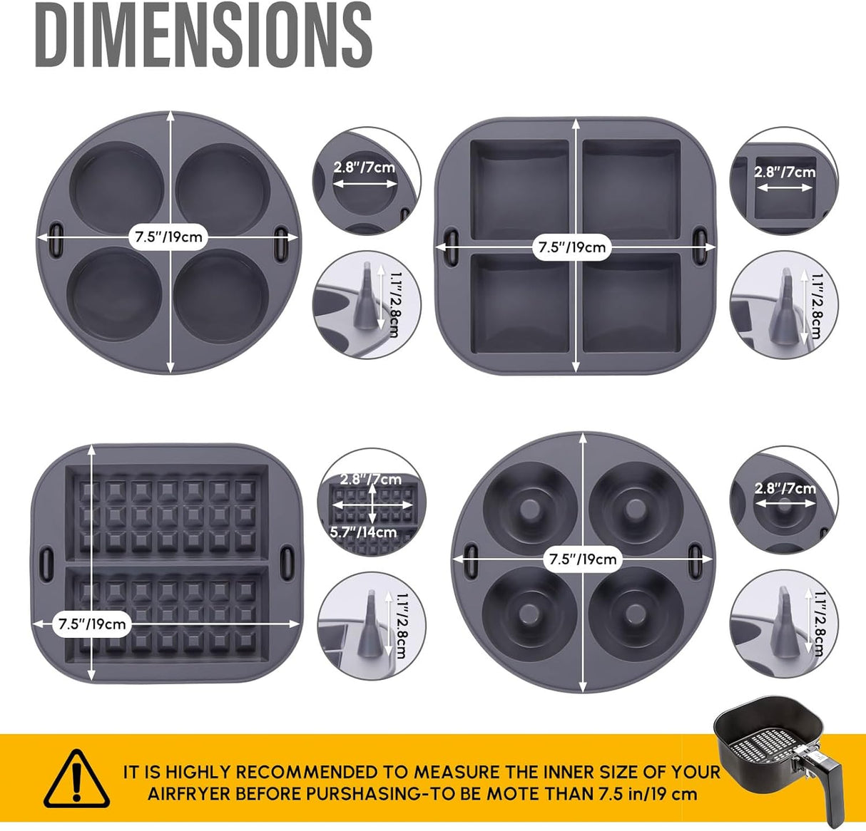 Moldes de Silicona para Freidora de Aire EM - 4 Reutilizables
