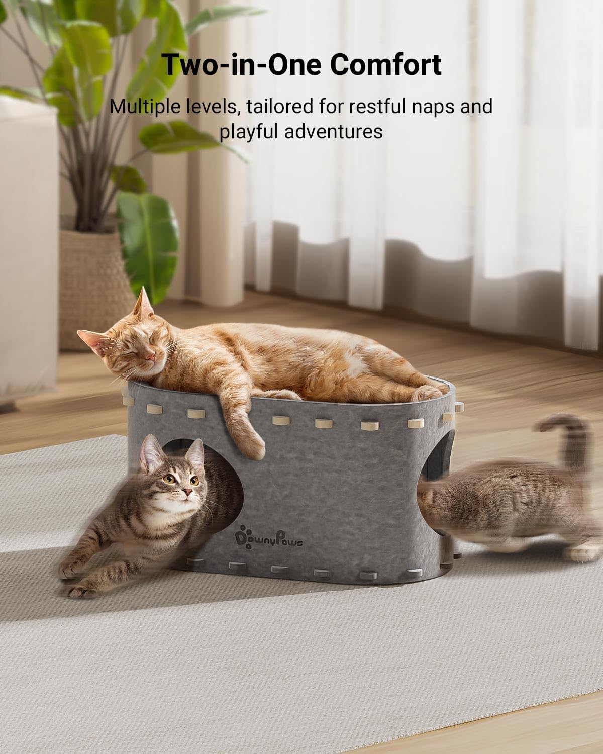 Casa para Gatos DownyPaws, Cueva Enrollable, PeekaPurr