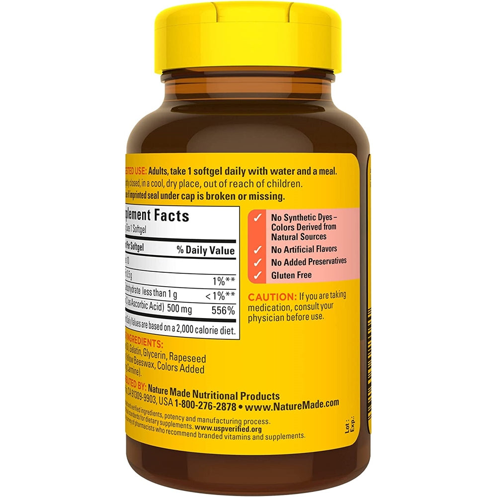 Suplemento Vitamina C 500 mg apoyo inmunológico 60 cáp