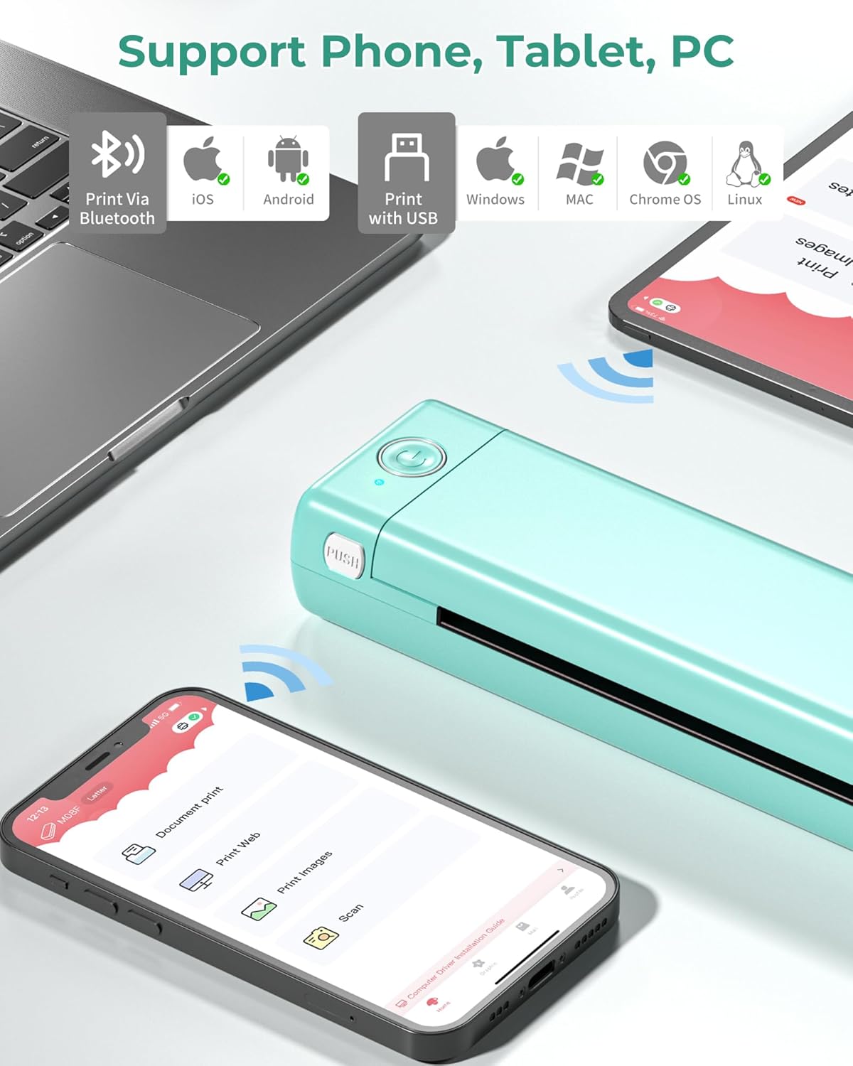 Itari Impresora portátil, Bluetooth inalámbrica sin tinta