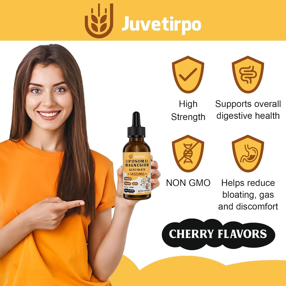 Suplemento Gotas líquidas de glicinato de magnesio 2.04 oz