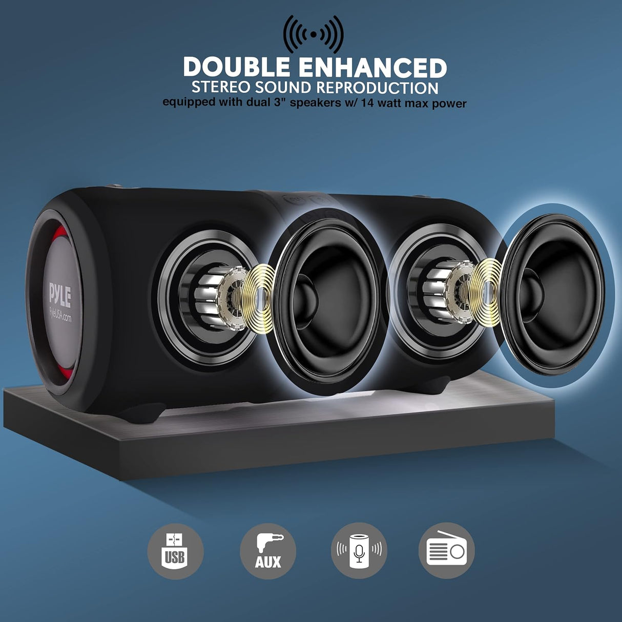 Parlante Portátil inalámbrico Bluetooth PYLE-HOME PSBWP9BK