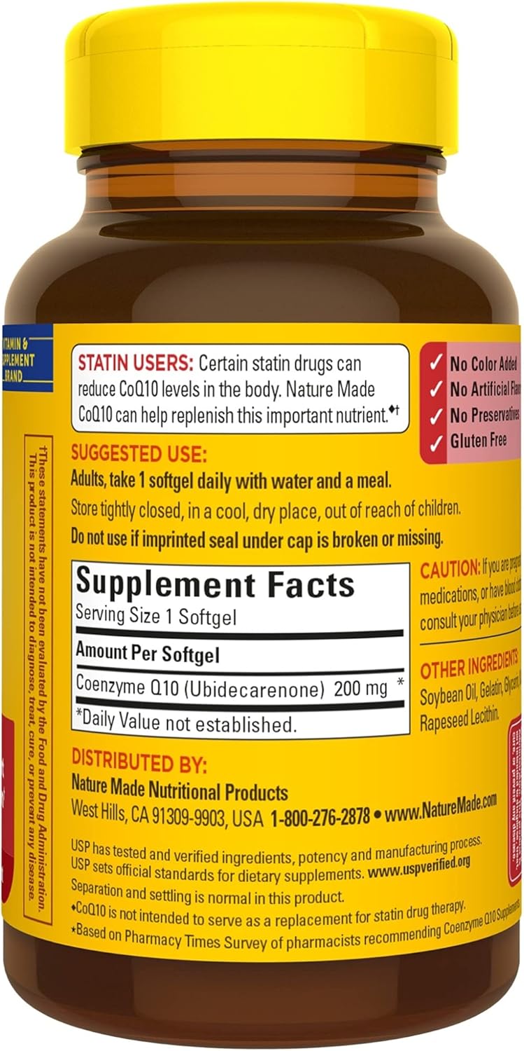 Suplemento CoQ10 200mg Nature Made para el corazón 100 cápsulas